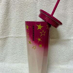 Starbucks Pink and Gold Star Tumbler Christmas 2024 Stainless Steel